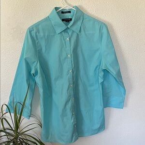 Lands' End Aqua Button-Up Shirt Sz 12T.